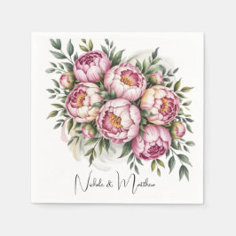 Elegant Peony Blommigt Arrangemangare Bröllop Pappersservett