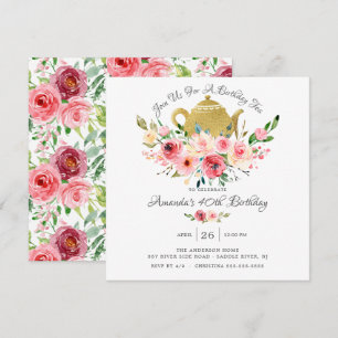 Elegant Peony Blommigt Birthday Tea-inbjudan Inbjudningar