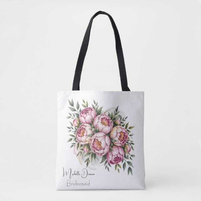 Elegant Peony Blommigt Bridesmaids Favor Tygkasse (Framsida)