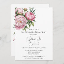 Elegant Peony Blommigt Bridesmaids Luncheon