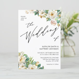 Elegant Peony Blommigt Greenery allt på ett Bröllo Inbjudningar