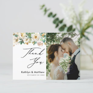 Elegant Peony Blommigt Greenery Script Photo Bröll Tack Kort