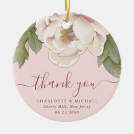 Elegant  Peony Blommigt Tack Wedding Favor Julgransprydnad Keramik