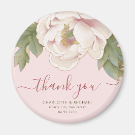 Elegant  Peony Blommigt Tack Wedding Favor Magnet