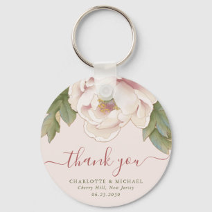 Elegant Peony Blommigt Tack Wedding Favor Nyckelring