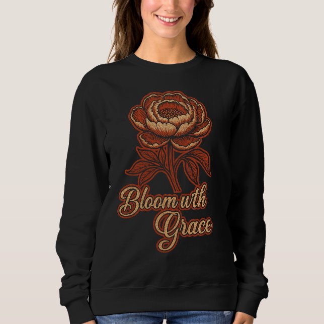 Elegant Peony "Bloom with Grace" Floral Women's T Shirt (Framsida)