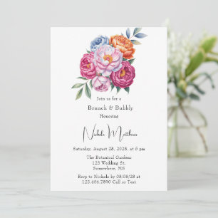 Elegant Peony Bouquet Bridesmaids Luncheon Inbjudningar