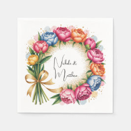 Elegant Peony Bouquet Bröllop Pappersservett