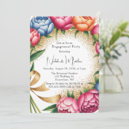 Elegant Peony Bouquet Glitter Förlovningsfest Inbjudningar