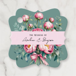 Elegant Peony Bouquet i Watercolor Bröllop Gåvor Etiketter