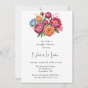 Elegant Peony Bouquet Par Shower-inbjudan Inbjudningar