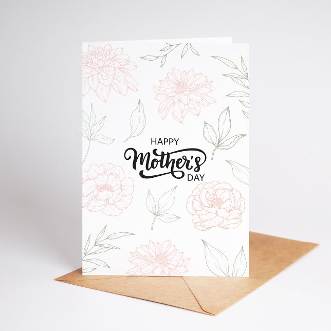 Elegant Peony Floral Mother’s Day Card Kort (Skapare uppladdad)