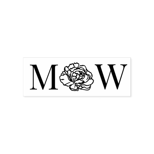 Elegant Peony Flower 2 Initial Bröllop par Självfärgande Stämpel (Design)