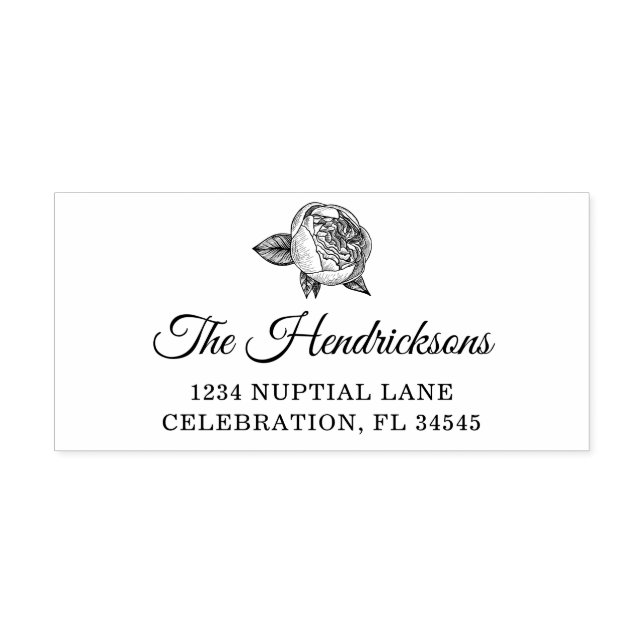 Elegant Peony Flower Adress Stämpel (Tryck)