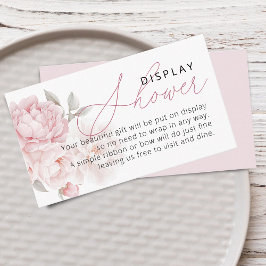 Elegant Peony Flower Script Visning Shower Tilläggskort