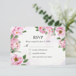Elegant Peony Minimalist Bröllop OSA Card Tack Kort