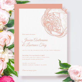 Elegant Peony Peach Flower Bröllop Inbjudningar