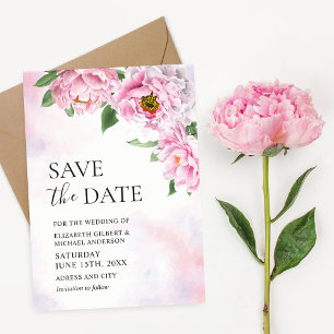 Elegant Peony Photo Spara datuminbjudan Inbjudningar