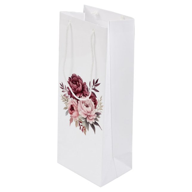 Elegant Peony Rosa Burgundy Watercolor Blommigt (Framsidan Vinklad)