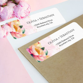 Elegant Peony Watercolor Return-adressetikett Returadress Etikett