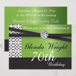 Elegant peridot- och svartfödelsedagsfest inbjudningar