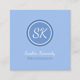 Elegant Periwinkle Blue Professionell Monogram Fyrkantigt Visitkort