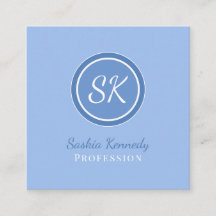 Elegant Periwinkle Blue Professionell Monogram Squ