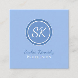 Elegant Periwinkle Blue Professionell Monogram Squ Fyrkantigt Visitkort