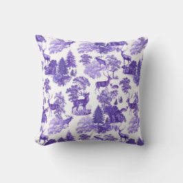 Elegant Periwinkle Blue Toile Hjort i Skogen Kudde