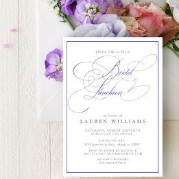 Elegant Periwinkle Calligraphy Möhippa Luncheon Inbjudningar