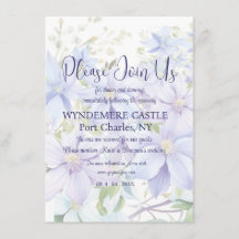 Elegant Periwinkle Clematis QR Code Bröllop