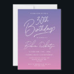 Elegant Periwinkle Lila Girly 30års födelsedag Inbjudningar<br><div class="desc">Din fru kommer att bjuda in JessicaAmber till kärlek i elegant födelsedagsfest. Det här söta kortet har ett periwinkle lila färg-schema. Ett gigantiskt skriptteckensnitt säger att det är ett 30års födelsedag, och du kan redigera texten för födelsedagsansättarens namn och information om party, inklusive plats, datum och tid. Du kan också...</div>