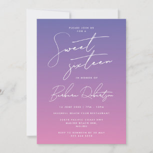 Elegant Periwinkle Lila Script Sweet sixteen Inbjudningar
