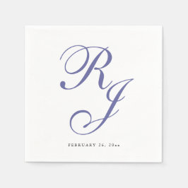 Elegant Periwinkle Monogram Bröllop Napkins Pappersservett