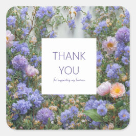 Elegant Periwinkle Pink Peach Wildflower Meadow Fyrkantigt Klistermärke