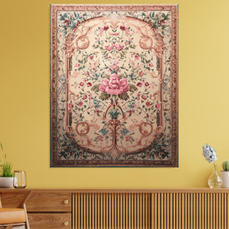 Elegant Persian Blommigt Matta Stretched Kanvastry Canvastryck