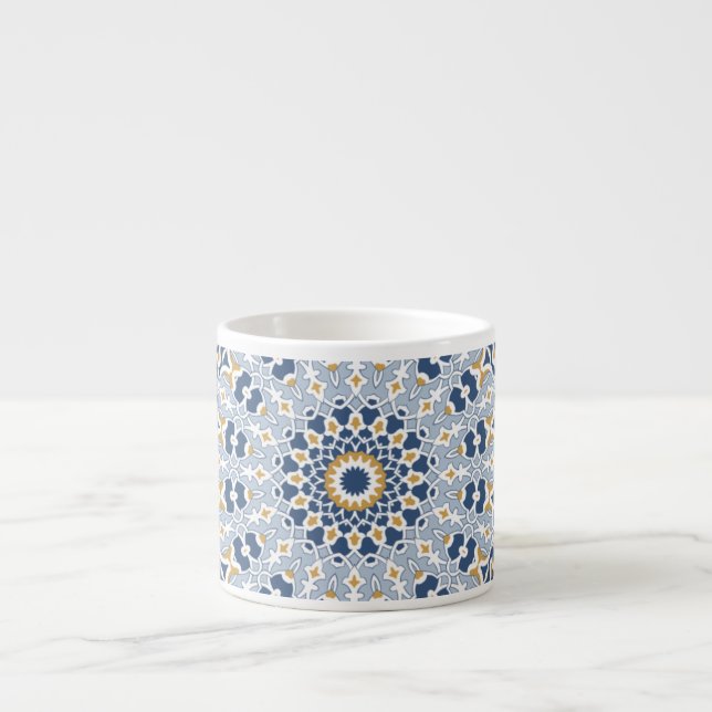 Elegant Persian Blue Arabesque Oriental Dekoration Espressomugg (Framsidan)