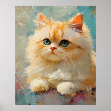 Elegant Persian Kitten – Cute Pastel Digital Portr