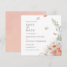 Elegant Persika Blommigt Vattenfärg Spara datum Datumet