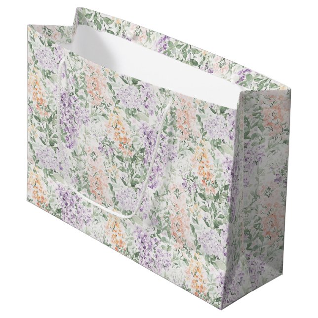 Elegant persika lila lavendel blommig bröllopsdusc (Framsidan Vinklad)