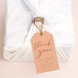 Elegant persika minimalistisk anpassad bröllop presentetikett