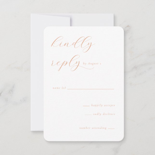 Elegant Persika Minimalistisk Kalligrafi OSA Kort (Framsida)
