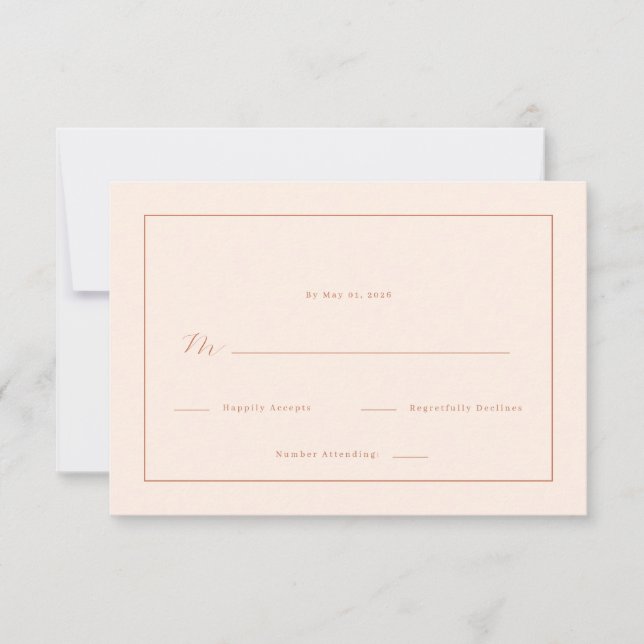 Elegant Persika Minimalistisk Kalligrafi OSA Kort (Framsida)
