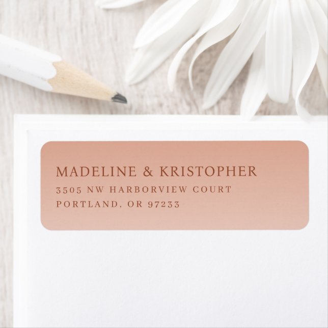 Elegant persika minimalistisk typografi returadress etikett (Insitu)