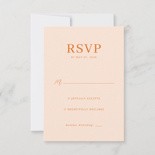 Elegant Persika RSVP-kort OSA Kort (Framsida)