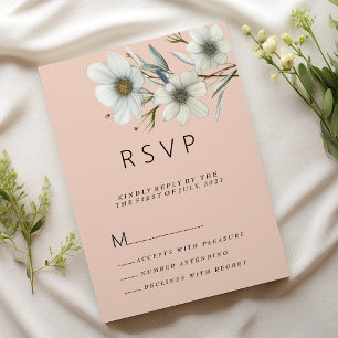 Elegant persika vit mint floral vår RSVP Inbjudningar