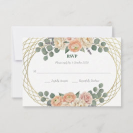 Elegant persikablommig & guldgaller oval bröllops- OSA kort