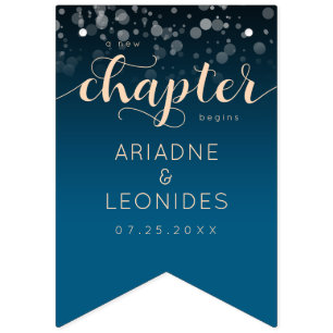 Elegant persikafärgad oceanblå bröllopsdekor - Ett Vimplar