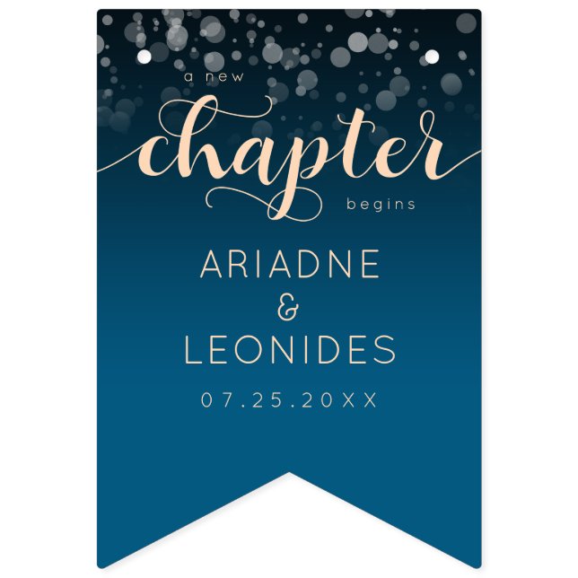 Elegant persikafärgad oceanblå bröllopsdekor - Ett Vimplar (Första flaggan)