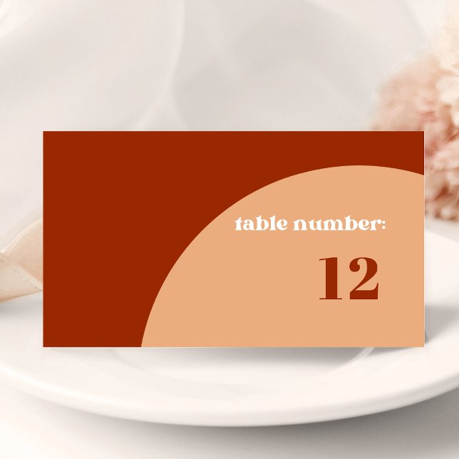 Elegant persikaterrakotta valv vigsel platskort kort (Chic peach terracotta arch place cards add warm elegance and guide guests to their seats.)
